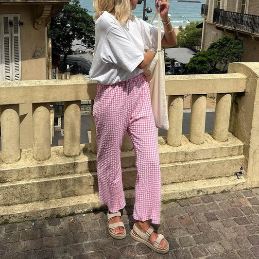 Pantalon femme à coupe droite et taille haute
