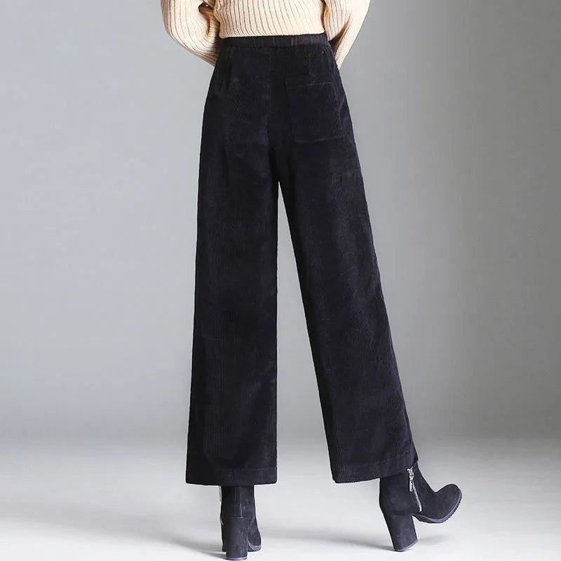 Pantalon femme à taille élastique avec ourlets nets