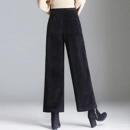 Pantalon femme à taille élastique avec ourlets nets