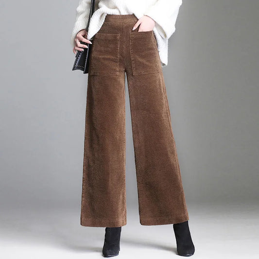 Pantalon femme à taille élastique avec ourlets nets