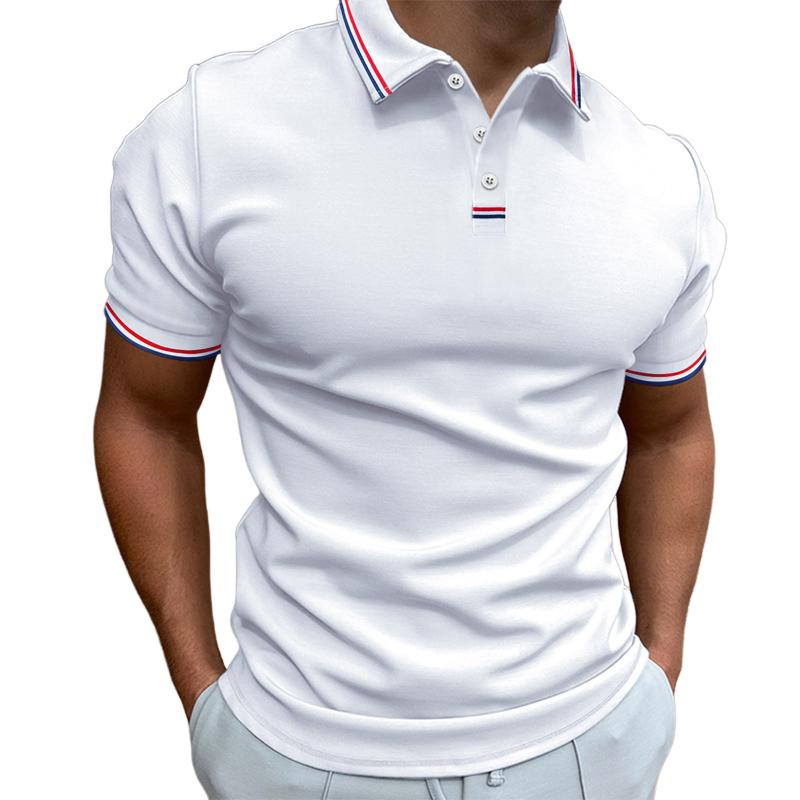 Polo Homme Uni Manches Courtes Col Imprimé Rayures