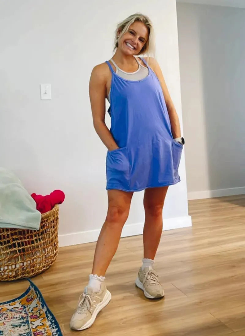 Robe courte pour femme avec poches pratiques