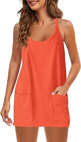 Robe courte pour femme avec poches pratiques