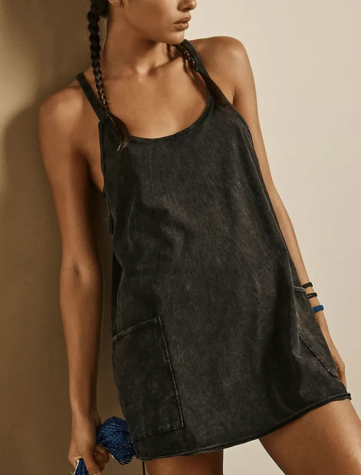 Robe courte pour femme avec poches pratiques