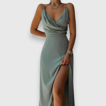 Robe droite mi-longue femme fluide unie