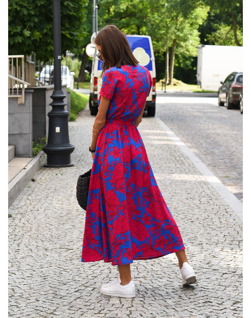 Robe été à manches courtes pour femme col V