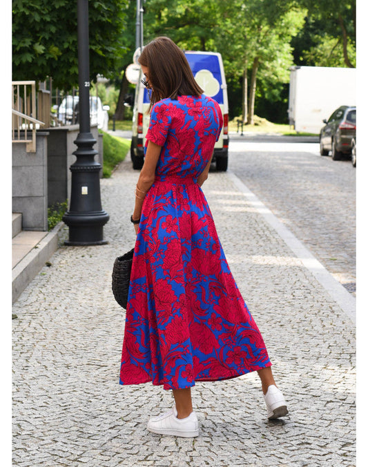 Robe été à manches courtes pour femme col V