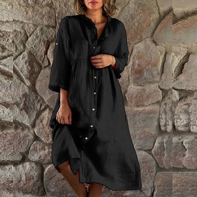 Robe femme coupe fluide manches longues saison été