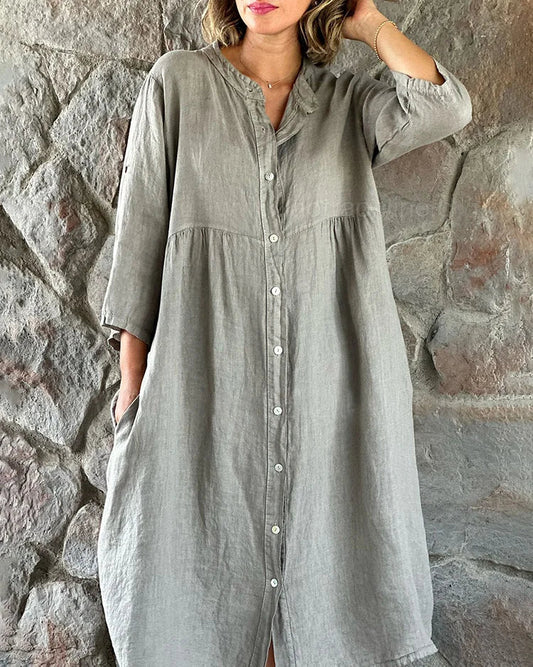 Robe femme coupe fluide manches longues saison été