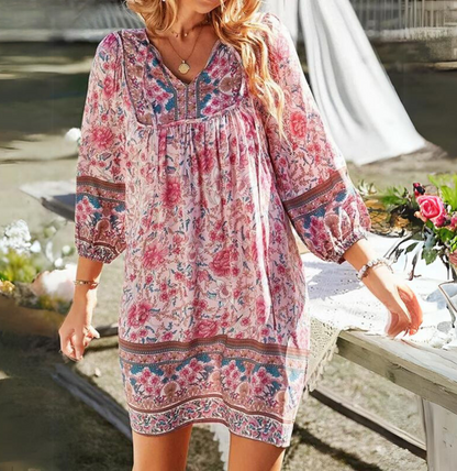 Robe mi-longue fluide à imprimé floral pour femme