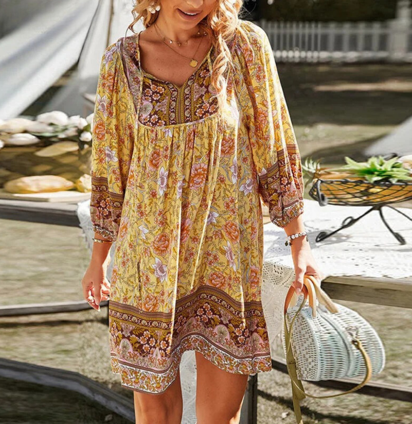 Robe mi-longue fluide à imprimé floral pour femme