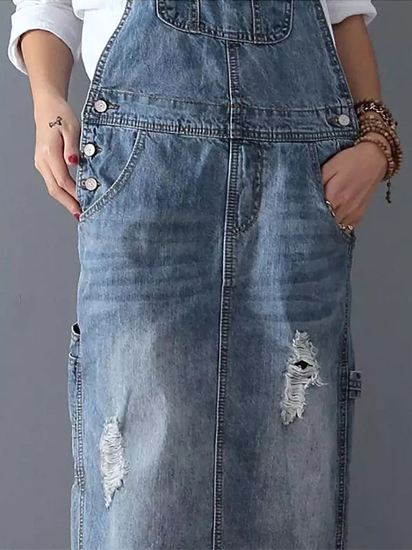 Robe salopette pour femme avec effet usé et tissu texturé