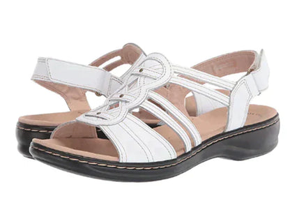 Sandales femme compensées à texture lisse et fleur décorative