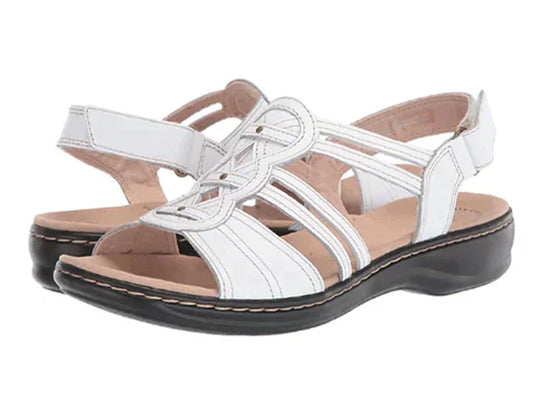 Sandales femme compensées à texture lisse et fleur décorative