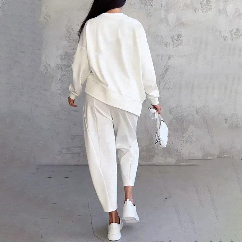 Ensemble Deux-Pièces Femme – Haut Manches Longues & Pantalon Ample Décontracté