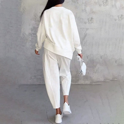 Ensemble Deux-Pièces Femme – Haut Manches Longues & Pantalon Ample Décontracté