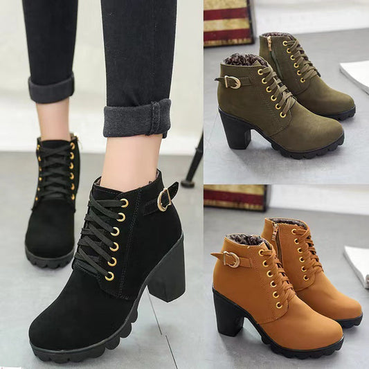 Bottes femme tendance à talon bloc et semelle épaisse