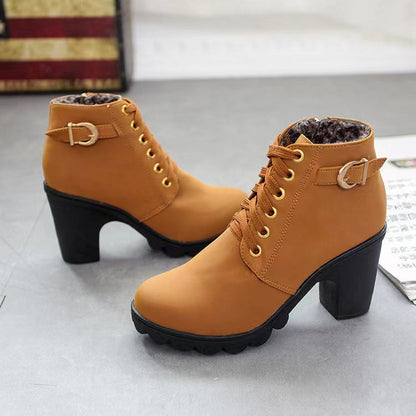 Bottes femme tendance à talon bloc et semelle épaisse