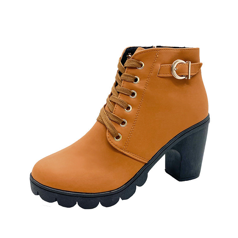 Bottes femme tendance à talon bloc et semelle épaisse