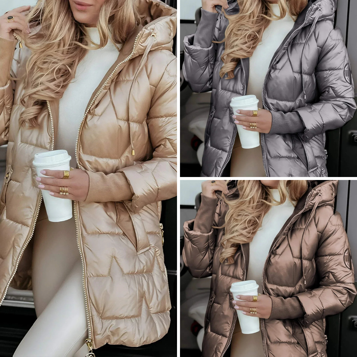 Manteau d’Hiver Femme – Élégant avec Capuche et Rembourrage Chaud